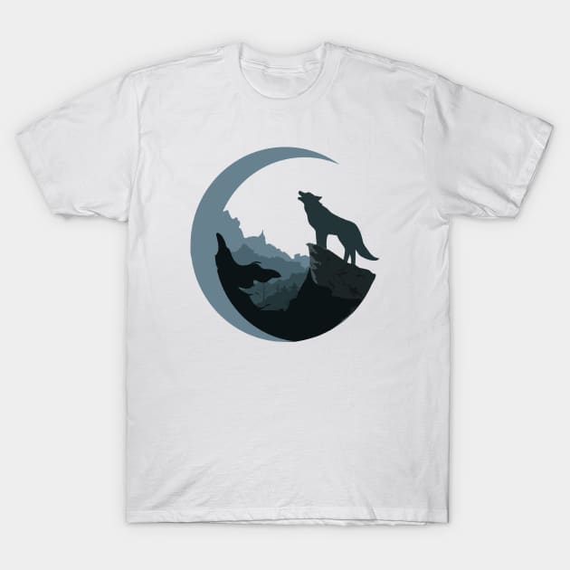 The Wolf who loves the moon T-Shirt by psanchez